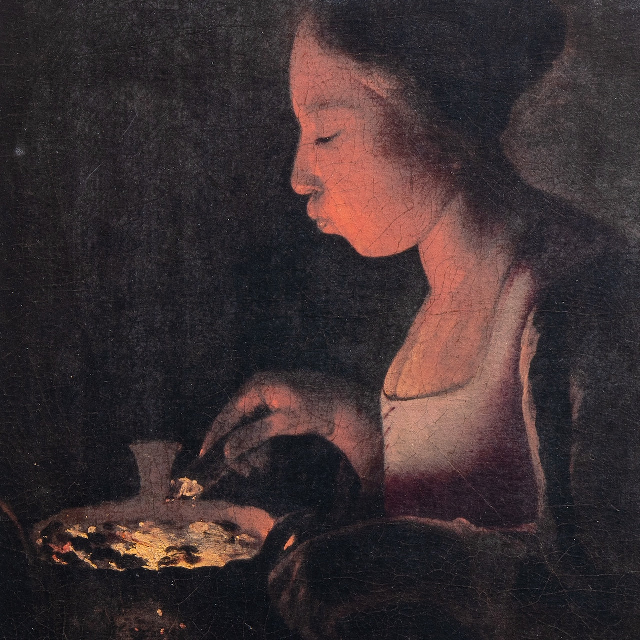 Georges de La Tour - A Girl Blowing on a Brazier