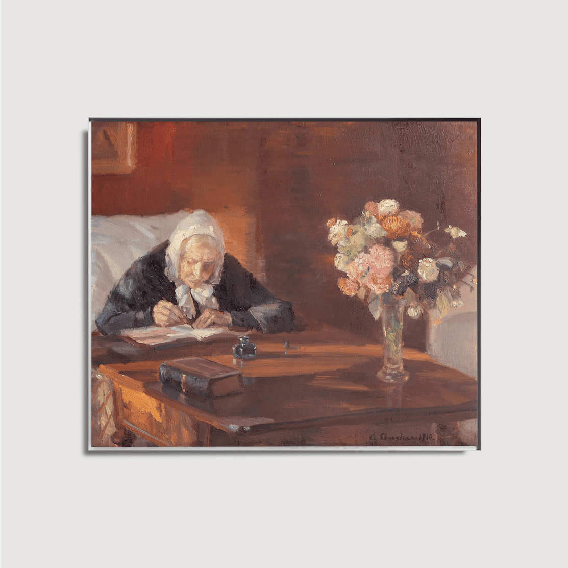 Anna Ancher - Ane Hedvig Brøndum am Tisch sitzend