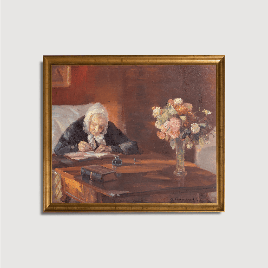 Anna Ancher - Ane Hedvig Brøndum am Tisch sitzend