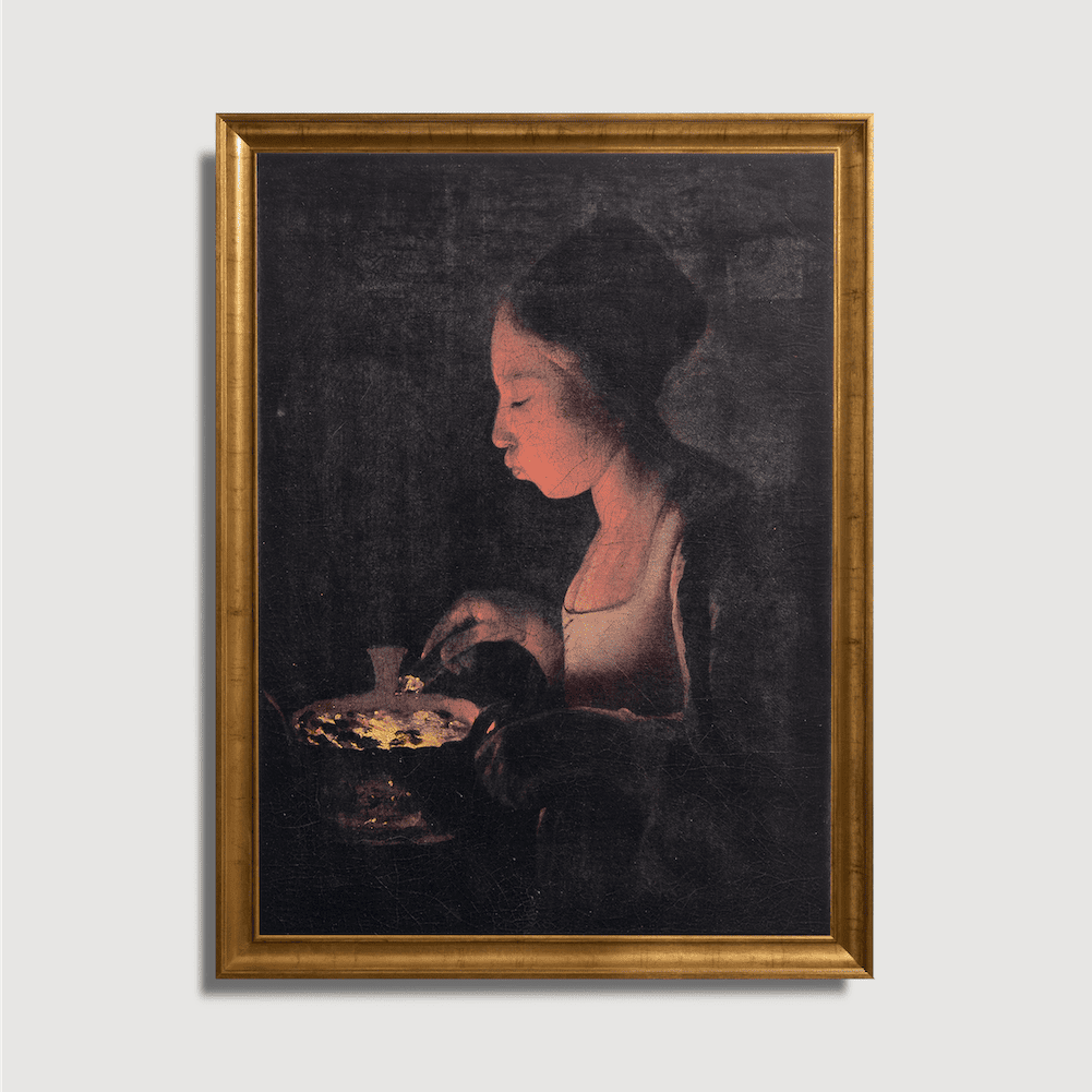 Georges de La Tour - Ein Mädchen, das in eine Kohlenschale bläst